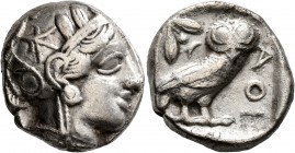 ATTICA. Athens. Circa 420s-404 BC. Tetradrachm (Silver, 24 mm, 16.73 g, 9 h). Head of Athena to right, wrearing crested Attic helmet decorated with th...