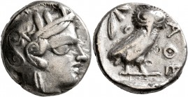 ATTICA. Athens. Circa 420s-404 BC. Tetradrachm (Silver, 23 mm, 16.86 g, 9 h). Head of Athena to right, wrearing crested Attic helmet decorated with th...
