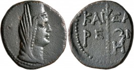 CIMMERIAN BOSPOROS. Pantikapaion (as Caesarea). Circa 14-12 BC. AE (Bronze, 21 mm, 5.38 g, 1 h). Veiled and draped bust of Aphrodite Apatura to right,...