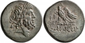 PONTOS. Amisos. Time of Mithradates VI Eupator, circa 100-85 BC. AE (Bronze, 20 mm, 7.52 g, 1 h). Laureate head of Zeus to right. Rev. AMIΣOY Eagle wi...
