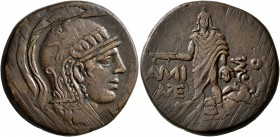 PONTOS. Amisos. Time of Mithradates VI Eupator, circa 85-65 BC. AE (Bronze, 28 mm, 19.03 g, 12 h). Head of Athena to right, wearing crested Attic helm...