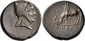 PONTOS. Chabacta. Time of Mithradates VI Eupator, circa 85-65 BC. AE (Bronze, 24 mm, 13.59 g, 1 h). Head of Perseus to right, wearing Phrygian helmet....