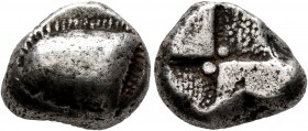 PAPHLAGONIA. Sinope. Circa 490-425 BC. Drachm (Silver, 14 mm, 6.11 g). Head of a sea-eagle to left, with 'talon', and dolphin below (both off flan her...