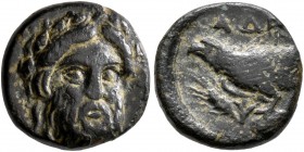 MYSIA. Adramytion. Circa 400-350 BC. Chalkous (Bronze, 12 mm, 1.79 g, 2 h). Laureate head of Zeus facing slightly to right. Rev. AΔPA Eagle standing l...