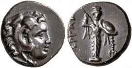 MYSIA. Pergamon. Circa 310-282 BC. Diobol (Silver, 11 mm, 1.23 g, 11 h). Head of Herakles to right, wearing lion skin headdress. Rev. ΠEPΓAM Archaisti...