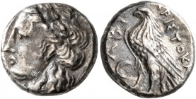 TROAS. Abydos. 4th century BC. Drachm (Silver, 12 mm, 2.54 g, 5 h), Aristokles, magistrate. Laureate head of Apollo to left. Rev. ABY / APIΣΤΟKΛ Eagle...
