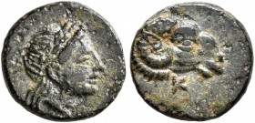 TROAS. Kebren. Circa 387-310 BC. Chalkous (Bronze, 10 mm, 0.94 g, 7 h). Laureate head of Apollo to right. Rev. K Head of a ram to right. Lazzarini Ser...