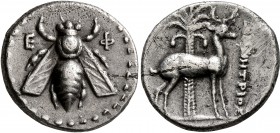 IONIA. Ephesos. Circa 202-150 BC. Drachm (Silver, 17 mm, 4.04 g, 12 h), Demetrios, magistrate. E-Φ Bee. Rev. ΔHMHTPIOΣ Stag standing right; behind, pa...