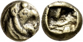 IONIA. Phokaia. Circa 625/00 BC. Hekte (Subaeratus, 9 mm, 1.95 g). Head of a griffin to right. Rev. Incuse square punch. Cf. Bodenstedt 1 (for prototy...