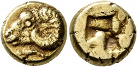 IONIA. Phokaia. Circa 521-478 BC. Hekte (Electrum, 10 mm, 2.60 g). Head of a ram to left; below, seal to left. Rev. Quadripartite incuse square. Boden...