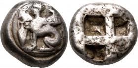 ISLANDS OFF IONIA, Chios. Circa 490-435 BC. Didrachm (Silver, 16 mm, 7.85 g). Sphinx seated left; to left, grape bunch above amphora; all set on circu...