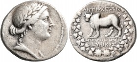 CARIA. Antioch ad Maeandrum. Circa 168/150-133 BC. Tetradrachm (Silver, 29 mm, 15.98 g, 12 h), Eunikos, magistrate. Laureate and draped bust of Apollo...