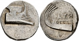 LYCIA. Phaselis. 4th century BC. Stater (Silver, 21 mm, 10.55 g, 5 h). Prow of galley to right. Rev. ΦAΣH Stern of galley left. CNG 103 (2016), 323. H...