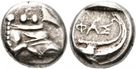 LYCIA. Phaselis. Circa 500-440 BC. Tetrobol (Silver, 13 mm, 3.40 g, 6 h). Prow of galley to right. Rev. ΦAΣ Stern of galley right. Heipp-Tamer series ...