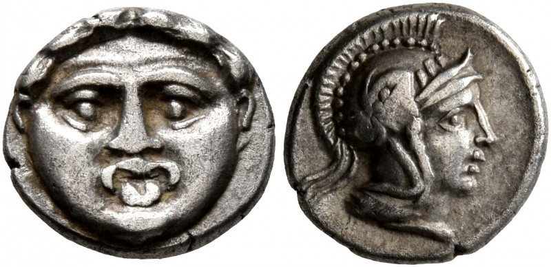 PISIDIA. Selge. Circa 350-300 BC. Obol (Silver, 10 mm, 1.02 g, 7 h). Facing gorg...