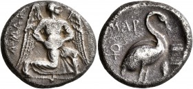 CILICIA. Mallos. Circa 440-390 BC. Stater (Silver, 22 mm, 9.81 g, 6 h). AMAP Winged male figure advancing right, holding solar disk with both hands. R...