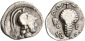 CILICIA. Soloi. Circa 410-375 BC. Obol (Silver, 11 mm, 0.73 g, 9 h), The..., magistrate. Draped bust of Athena to right, wearing crested Attic helmet....