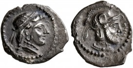 CILICIA. Tarsos. Tarkumuwa (Datames), satrap of Cilicia and Cappadocia, 384-361/0 BC. Obol (Silver, 10 mm, 0.58 g, 3 h). Draped female bust to right, ...