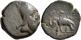 KINGS OF ARMENIA. Tigranes V, circa 6-12. Dichalkon (Bronze, 18 mm, 5.08 g, 1 h), Artagigarta (?). Draped bust of Tigranes V to right, wearing five-po...