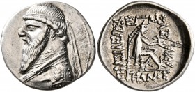 KINGS OF PARTHIA. Mithradates II, 121-91 BC. Drachm (Silver, 20 mm, 4.10 g, 11 h), Ekbatana. Diademed bust of Mithradates II to left, wearing torque a...