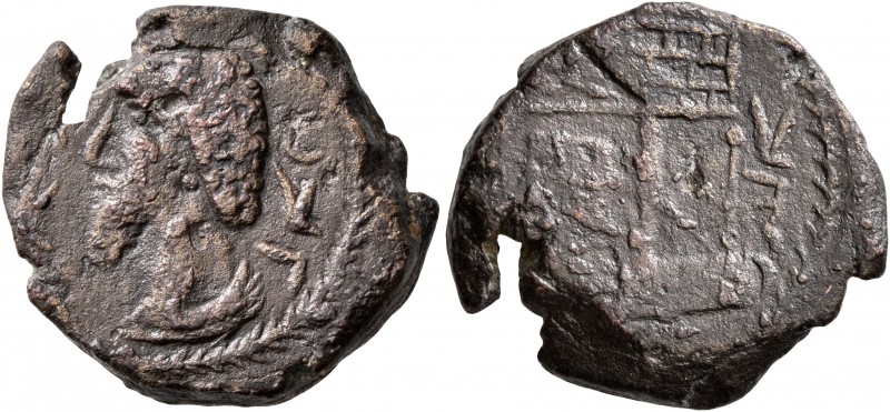 KINGS OF OSRHOENE (EDESSA). Waël, 163-165 AD. AE (Bronze, 20 mm, 7.35 g, 2 h), E...