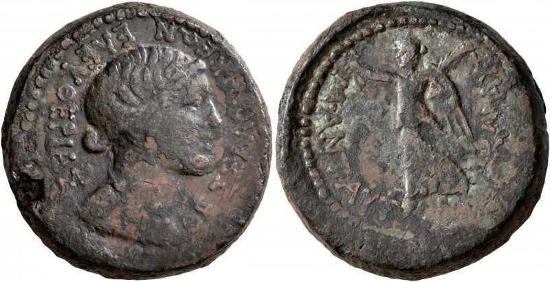 MACEDON. Thessalonica. AE (Bronze, 28 mm, 24.07 g, 1 h), Mark Antony & Octavian,...