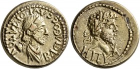 KINGS OF BOSPORUS. Sauromates II, with Commodus, circa 174/5-210/1. Stater (Electrum, 19 mm, 7.75 g, 1 h), BE 488 = 191/192. BACIΛЄωC CAYPOMATOY Diade...