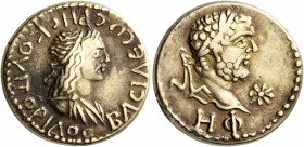 KINGS OF BOSPORUS. Rhescuporis II, with Caracalla, 211/2-226/7. Stater (Electrum, 19 mm, 7.60 g, 12 h), BE 508 = 211/2. BACIΛЄωC ΡHCKOΥΠOΡIΔOC Diademe...