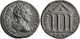 PONTUS. Koinon of Pontus. Marcus Aurelius, 161-180. Diassarion (Orichalcum, 24 mm, 10.98 g, 1 h), CY 98 = 161/2. ΑYΤΟΚ ΑΝΤωΝЄΙΝΟС СЄΒ Laureate, draped...