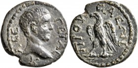 BITHYNIA. Prusa ad Olympum. Geta, as Caesar, 198-209. Hemiassarion (Orichalcum, 17 mm, 2.66 g, 6 h). Λ CE ΓETAC Bare head of Geta to right. Rev. ΠPOYC...