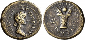 AEOLIS. Elaea. Agrippina Junior, Augusta, 50-59. Hemiassarion (Orichalcum, 18 mm, 3.78 g, 12 h), Apphios, magistrate, 54-59. AΓΙΠΠINA CEBACTH Draped b...