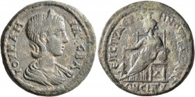 LYDIA. Magnesia ad Sipylum. Julia Mamaea, Augusta, 222-235. Triassarion (Bronze, 26 mm, 10.82 g, 6 h), Eraseinos, strategos. IOYΛIA MAMAIAC CЄB Diadem...