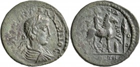 LYDIA. Mostene. Gallienus, 253-268. Diassarion (Orichalcum, 25 mm, 7.22 g, 6 h), Aur. Zeuxis Plutiades, strategos. [ΛIKIN Γ]AΛΛIHNOC Laureate, draped ...