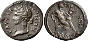 LYDIA. Sardis. Pseudo-autonomous issue. Assarion (Orichalcum, 21 mm, 4.98 g, 6 h), circa 2nd century AD. CAPΔIANΩN Draped bust of Dionysos to left, we...