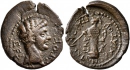 CARIA. Antiochia ad Maeandrum. Augustus (?). Hemiassarion (Orichalcum, 17 mm, 2.23 g, 12 h), Paionios, head of the synarchy. CEBACTOC Bare head of Aug...