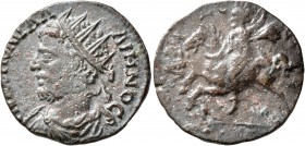 CARIA. Aphrodisias. Gallienus, 253-268. Tetrassarion (?) (Bronze, 23 mm, 7.43 g, 7 h). AΥ KAI ΠO ΛI ΓAΛΛIHNOC Radiate, draped and cuirassed bust of Ga...