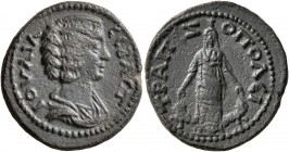 CARIA. Trapezopolis. Julia Domna, Augusta, 193-217. Assarion (Bronze, 20 mm, 4.27 g, 5 h). IOYΛIA CЄBACT Draped bust of Julia Domna to right. Rev. TPA...