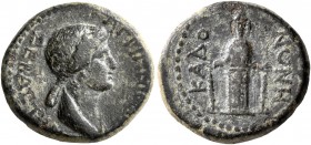 PHRYGIA. Cadi. Agrippina Junior, Augusta, 50-59. Hemiassarion (Bronze, 16 mm, 3.56 g, 1 h). ΑΓPIΠΠINAN ΣEBAΣTHN Draped bust of Agrippina Junior to rig...
