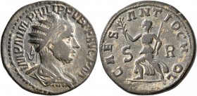 PISIDIA. Antiochia. Philip I, 244-249. 'Dupondius' (Bronze, 26 mm, 11.68 g, 7 h). IMP M IVL PHILIPPVS P F AVG P M Radiate, draped and cuirassed bust o...