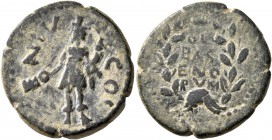 PISIDIA. Olbasa. Pseudo-autonomous issue. Assarion (Bronze, 20 mm, 5.44 g, 5 h), circa 2nd century AD. GENIVS COL Genius of the Colonia standing front...