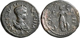 PISIDIA. Selge. Tranquillina, Augusta, 241-244. Tetrassarion (Bronze, 27 mm, 9.48 g, 6 h). CABЄINA TPANKYΛΛЄINA CЄB Diademed and draped bust of Tranqu...
