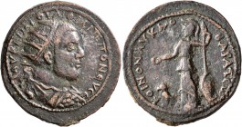 LYCAONIA. Barata. Philip I, 244-249. Tetrassarion (Bronze, 29 mm, 13.95 g, 12 h). AY KAI M IOYΛI ΦIΛIΠΠON ЄYCЄ Radiate, draped and cuirassed bust of P...