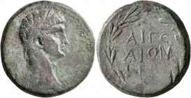 CILICIA. Aegeae. Claudius, 41-54. Diassarion (Bronze, 24 mm, 9.96 g, 1 h), Stra..., magistrate. [... KΛAYΔIOC ...] Laureate head of Claudius to right....