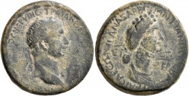 CILICIA. Anazarbus. Trajan, with Marciana, 98-117. Tetrassarion (Bronze, 28 mm, 18.74 g, 1 h), CY 126 = 107/8. [ΑYΤO ΚAI] ΘЄ NЄP VI NЄP TPAIAN[OC CЄ Γ...