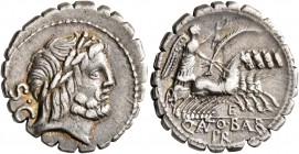 Q. Antonius Balbus, 83-82 BC. Denarius (Silver, 18 mm, 3.84 g, 11 h), Rome. Laureate head of Jupiter to right; behind, S•C. Rev. Q•ANTO•BALB / PR Vict...