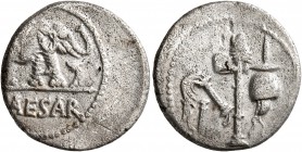 Julius Caesar, 49-44 BC. Denarius (Silver, 18 mm, 3.43 g, 8 h), mint moving with Caesar in Gallia Narbonensis or Hispania Citerior, 49-48 BC. CAESAR E...