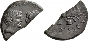 Mark Antony and Octavia, 40-35 BC. Sestertius (Bronze, 32 mm, 12.76 g, 10 h), 'Fleet coinage', uncertain mint in Syria, with L. Calpurnius Bibulus, 38...