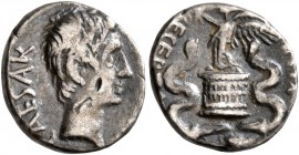 Octavian, 44-27 BC. Quinarius (Silver, 12 mm, 1.43 g, 2 h), uncertain Italian mint (Brundisium or Rome?), 29-27. [IMP] CAESAR Bare head of Octavian to...