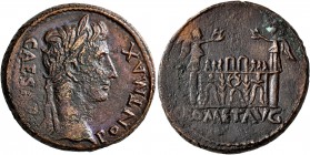 Augustus, 27 BC-AD 14. As (Copper, 25 mm, 11.55 g, 8 h), Lugdunum, 10-7 BC. CAESAR PONT MAX Laureate head of Augustus to right. Rev. ROM ET AVG Front ...