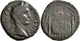 Augustus, 27 BC-AD 14. As (Copper, 25 mm, 11.14 g, 7 h), Lugdunum, 10-7 BC. CAESAR PONT MAX Laureate head of Augustus to right. Rev. ROM ET AVG Front ...